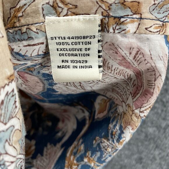 Caffe Marrakesh Shirt Womens M Patchwork Floral Button Up Boho Peasant Ranch - Picture 7 of 9